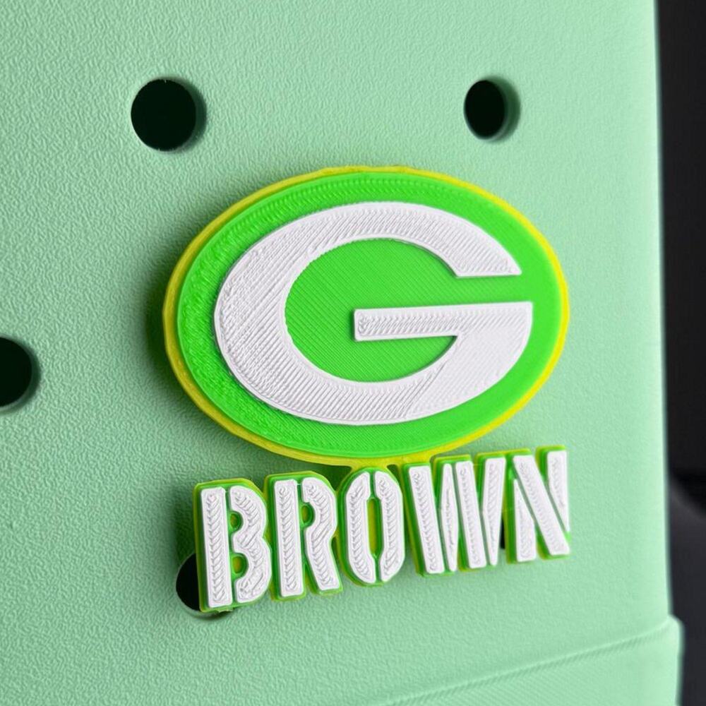 Personalized Green Bay Packers Bogg Bag Name Tag, Packers Bogg Bag Charms